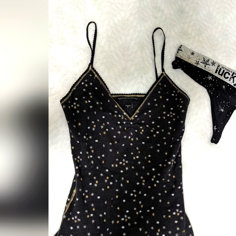Victoria’s Secret waffle thermal knit star print cami y2K
